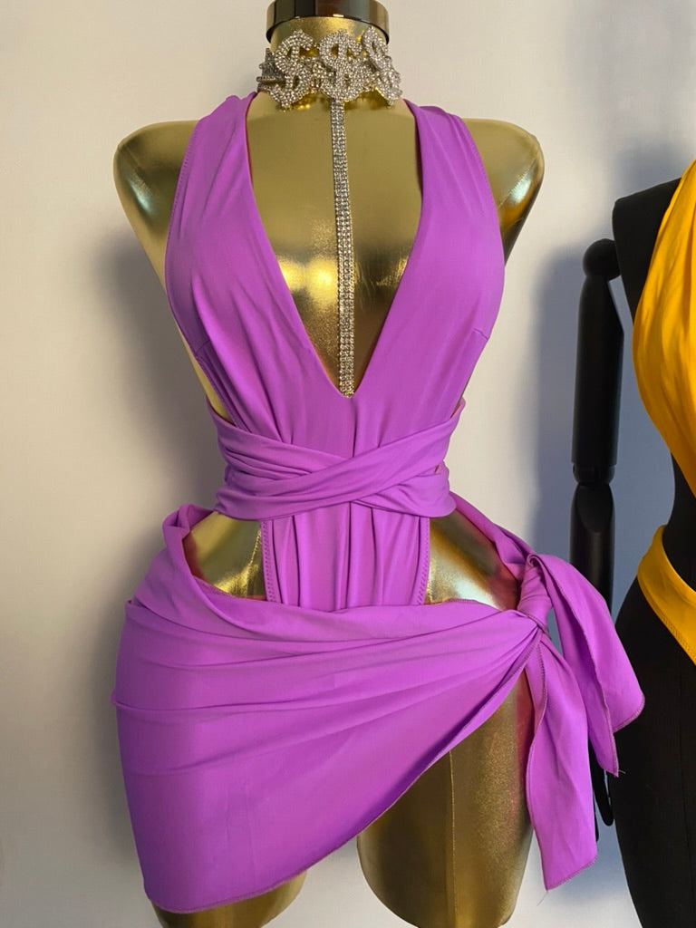 Ethereal Wrap Pareo in purple — luxury silky beach cover-up by BellePanthere UK