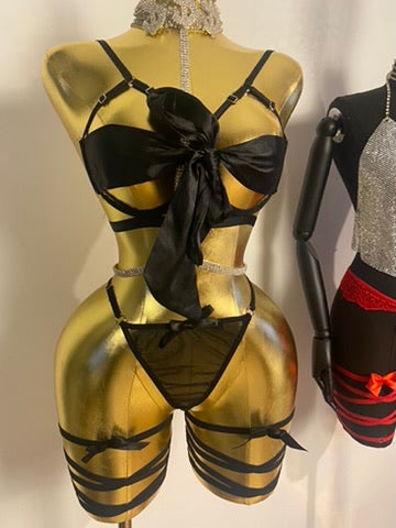 Goddess Allure Satin Bow Lingerie Set